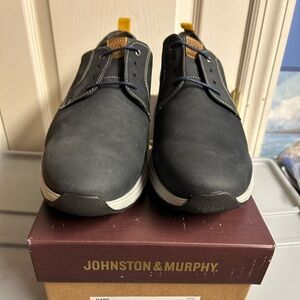 JOHNSTON & MURPHY GABE PLAIN TOE OILED FULL GRAIN IN NAVY